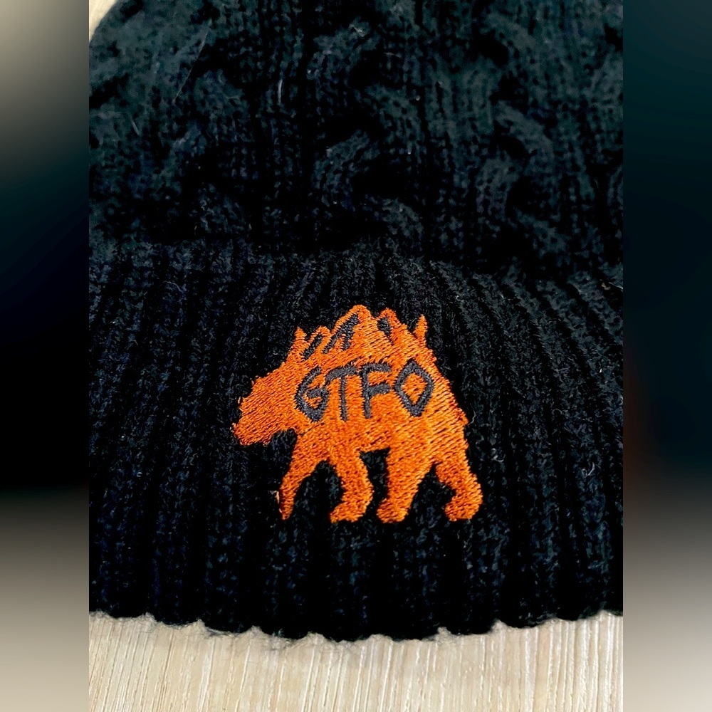 GTFO Black Toque with faux fur pom. - Picture 2 of 5